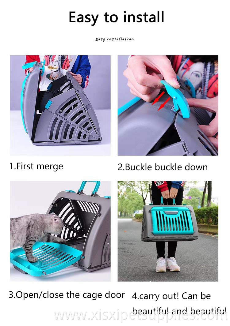 Plastic Portable dog carrier cage with pet mat for airline travel